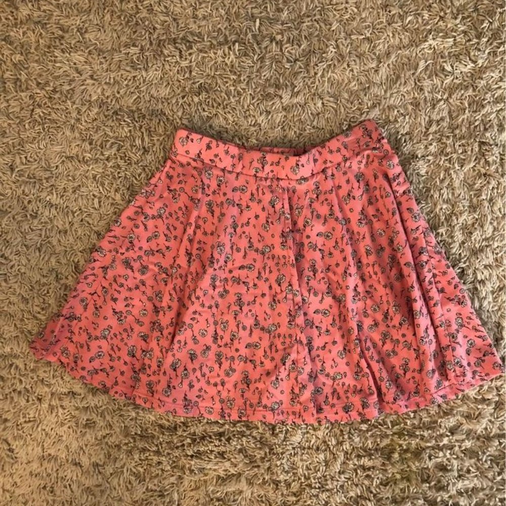 Pink Floral Skater Skirt